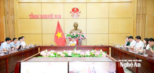 Quang cảnh hội nghị tại điểm cầu UBND tỉnh Nghệ An. Ảnh: Thành Duy