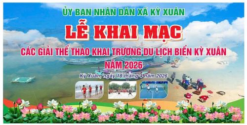 Maket sân khấu lễ khai mạc các giải thể thao khai trương du lịch biển Kỳ Xuân năm 2026.