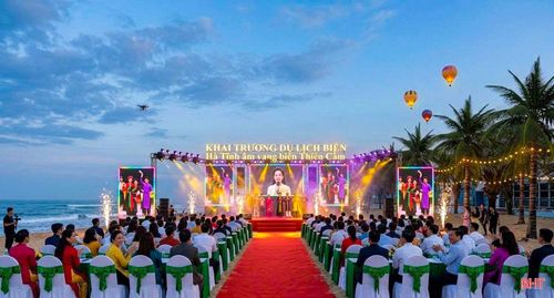 Phối cảnh sân khấu dự kiến khai trương du lịch biển "Hà Tĩnh - Âm vang biển Thiên Cầm" năm 2026.
