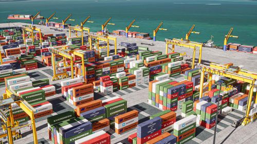 Cảng Cái Mép Gemadept - Terminal Link khi hoàn thành dự kiến tiếp nhận tàu có trọng tải đến 250.000 DWT. (Ảnh: Portcoast)