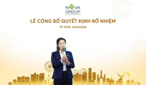 Bà Trần Thị Thanh Vân, thành viên HĐQT, Tổng giám đốc NovaGroup phát biểu tại sự kiện trong cương vị mới.