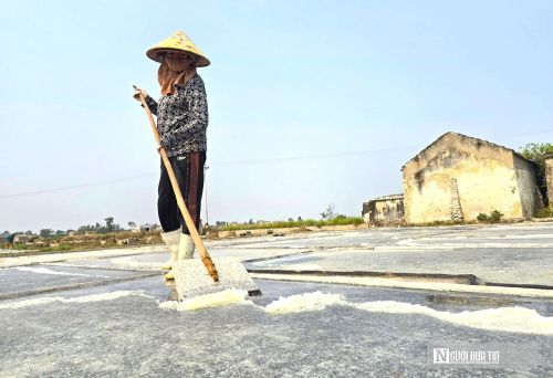 Không chỉ thu nhập thấp, nghề muối còn phụ thuộc hoàn toàn vào thiên nhiên. Chỉ cần một cơn mưa bất chợt vào cuối ngày, toàn bộ công sức có thể mất trắng.