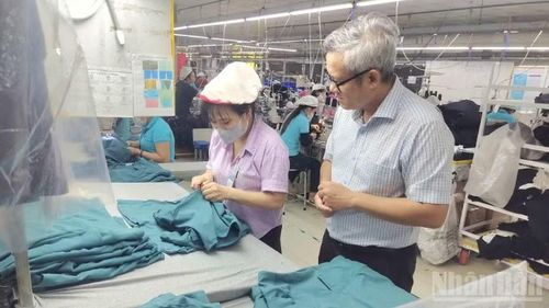 Bí thư Đảng ủy, Chủ tịch Hội đồng nhân dân xã Xuân Hòa Tạ Quang Trường khảo sát tình hình tại một doanh nghiệp. Đồng chí Tạ Quang Trường là một trong những cán bộ lãnh đạo cấp sở được điều động giữ chức người đứng đầu Đảng bộ xã.