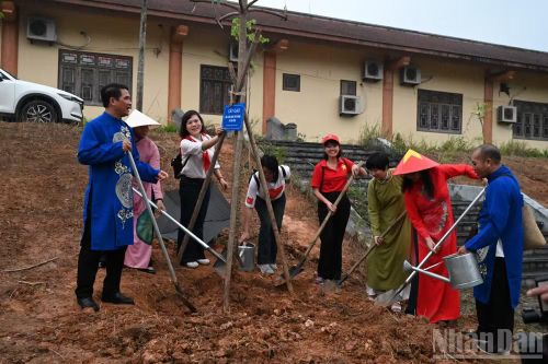 Các doanh nghiệp hào hứng tham dự chương trình trồng cây hoa gạo của Dự án.