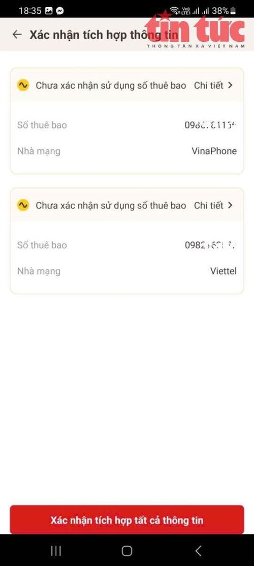 Ứng dụng hiện danh số thuê bao các nhà mạng đang đứng tên.