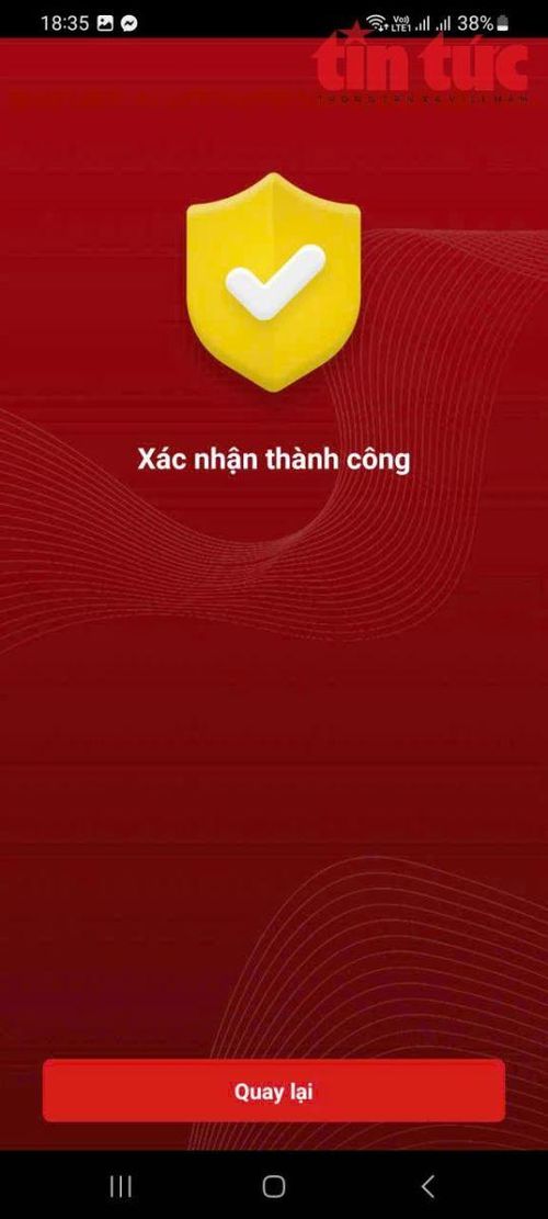 Khi đã xác nhận sẽ hiện lên xác nhận thành công.