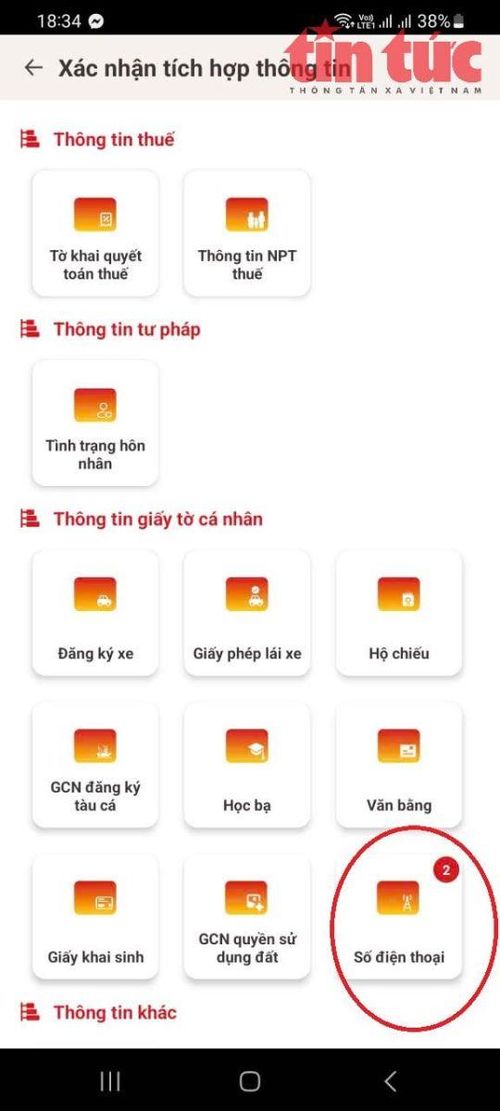 Người dùng ấn vào nút "Số điện thoại"