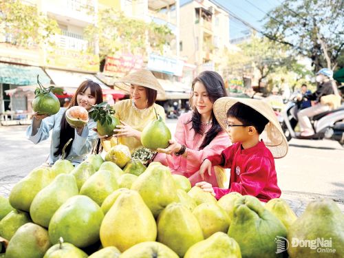 Du khách chọn mua bưởi Tân Triều - đặc sản Đồng Nai tại chợ Biên Hòa. Ảnh: Nhật Hạ