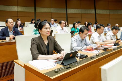 Phó Chủ tịch, Tổng Thư ký UBTƯ MTTQ Việt Nam Hà Thị Nga tham dự phiên họp (Ảnh: Quang Vinh)