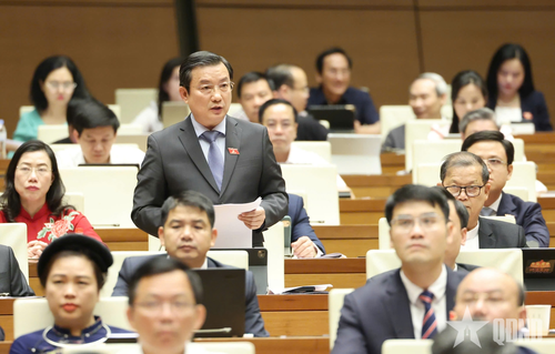  Đại biểu Phạm Trọng Nhân, đoàn TP Hồ Chí Minh phát biểu tại phiên họp. Ảnh: TRỌNG HẢI