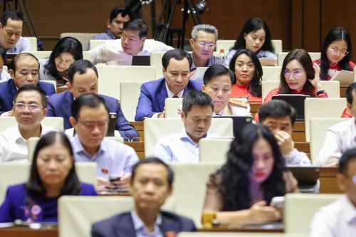 Các đại biểu dự phiên thảo luận sáng 21/4.