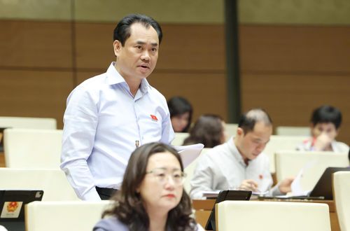 Bộ trưởng Bộ NN-MT Trịnh Việt Hùng phát biểu tại hội trường Quốc hội ngày 21-4. Ảnh: QUANG PHÚC