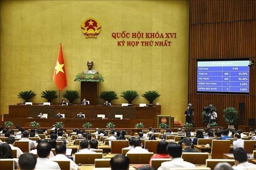 Quốc hội biểu quyết thông qua việc bổ sung chương trình Kỳ họp thứ Nhất, Quốc hội khóa XVI. Ảnh: Doãn Tấn/TTXVN