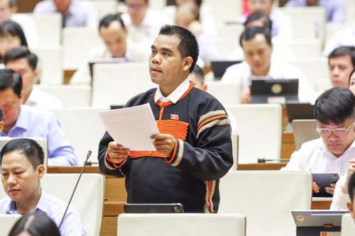 Đại biểu Y Bhen KĐoh, đoàn Đắk Lắk phát biểu