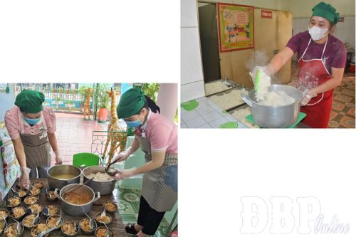 Việc chuẩn bị bữa ăn cho học sinh được thực hiện nghiêm túc, chỉn chu.