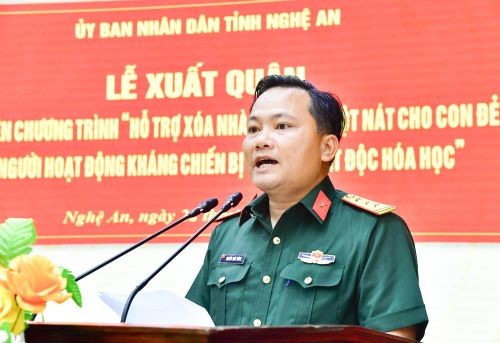 Thượng tá Nguyễn Toàn Thắng, Chính ủy Trung đoàn 764 phát biểu
