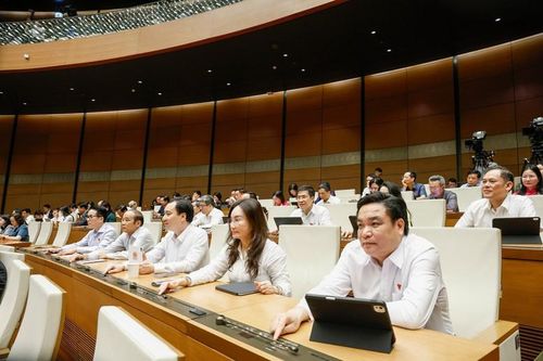 Các đại biểu biểu quyết thông qua Luật Hộ tịch (sửa đổi) vào chiều 23/4 - Ảnh: VGP/Nhật Bắc