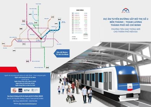 Bản đồ các tuyến đường sắt đô thị (metro) tại TP. Hồ Chí Minh và phối cảnh tuyến Metro số 2 (Bến Thành – Tham Lương)