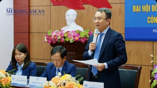 Ông Nguyễn Tường Anh - Thành viên HĐQT kiêm Tổng giám đốc Cảng Hải Phòng phát biểu tại đại hội. Ảnh: Mộc An/Mekong ASEAN.