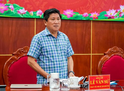 Phó Chủ tịch UBND tỉnh Lê Văn Sử phát biểu tại hội nghị.