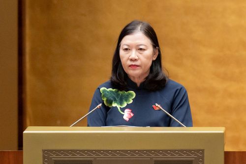 Chủ nhiệm Ủy ban Dân nguyện và Giám sát Lê Thị Nga trình bày tờ trình dự kiến Chương trình giám sát của Quốc hội năm 2027. Ảnh: media.quochoi.vn