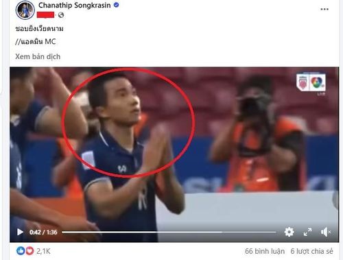 Chanathip từng gây bão khi đăng lại bàn thắng vào lưới tuyển Việt Nam.