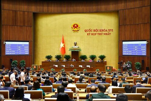 Quốc hội biểu quyết thông qua Nghị quyết về phê chuẩn quyết toán ngân sách nhà nước năm 2024. Ảnh: Doãn Tấn - TTXVN