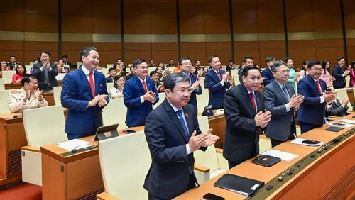 Các đại biểu Quốc hội Đoàn Đồng Nai dự phiên họp sáng 24/4. (Ảnh: DUY LINH)