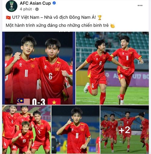 U17 Việt Nam được AFC ca ngợi hết lời sau chức vô địch ấn tượng - Ảnh: AFC