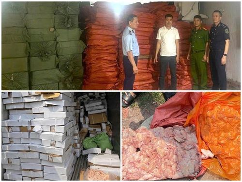 Số lượng lớn thực phẩm đông lạnh bốc mùi, hư hỏng chuẩn bị đưa vào thị trường tiêu thụ bị cơ quan chức năng thu giữ.