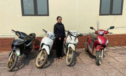  Phạm Thị Thiết bên tang vật.