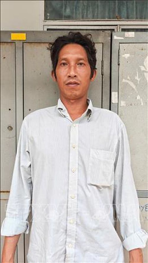 Đối tượng Nguyễn Tấn Được tại cơ quan Công an. Ảnh: TTXVN phát