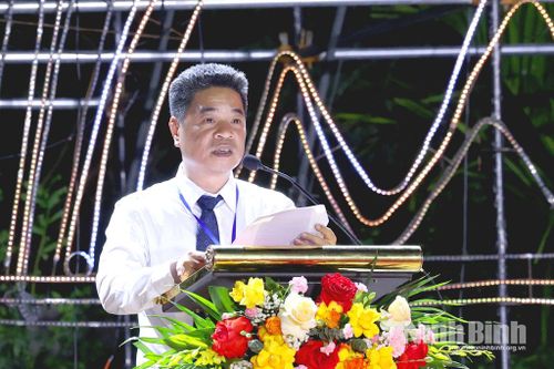 Đồng chí Trần Đức Cường, Chủ tịch UBND xã Đại Hoàng, Trưởng ban tổ chức Lễ hội phát biểu khai mạc.