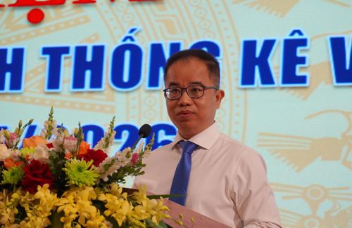 Đồng chí Lê Trung Hiếu, Phó Cục trưởng Cục Thống kê, Bộ Tài chính phát biểu tại lễ kỷ niệm - Ảnh: X.P