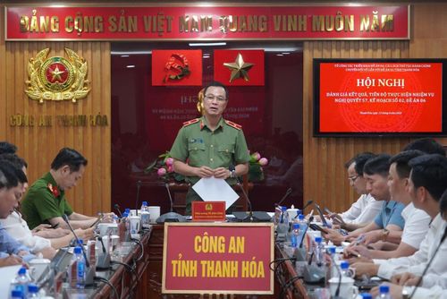 Giám đốc Công an tỉnh, Tổ trưởng Tổ công tác triển khai Đề án 06 tỉnh Thanh Hóa, Thiếu tướng Tô Anh Dũng phát biểu kết luận. Ảnh: Hà Phương