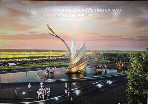 Biểu tượng tôn vinh lúa nước tỉnh Cà Mau tại xã Vĩnh Lợi, tỉnh Cà Mau - Ảnh: VGP