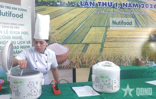 Sau khi trải qua vòng chấm điểm cảm quan, gạo sẽ được mang đi nấu để tham dự vòng tiếp theo. Ảnh: THÚY AN