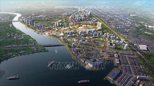 Một góc đô thị bên sông Đồng Nai và Trung tâm chính trị, hành chính Đồng Nai. Ảnh: TTXVN phát
