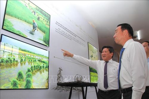 Lãnh đạo UBND tỉnh Cà Mau tham quan bảo tàng. Ảnh: Chanh Đa/TTXVN
