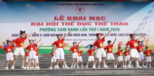 Tiết mục đồng diễn aerobic của Trường Mầm non Hoa Mai.