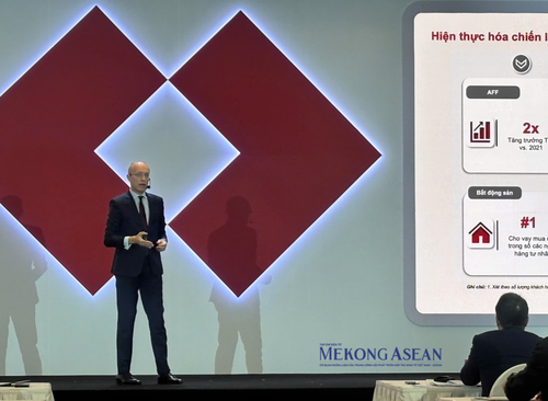 Tổng giám đốc Techcombank Jens Lottner chia sẻ tại ĐHĐCĐ 2026. Ảnh: Thu Trang/Mekong ASEAN