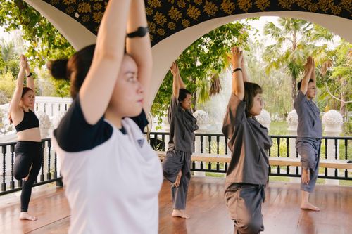 Hoạt động chăm sóc sức khỏe tại một resort tại thành phố Ayutthaya, Thái Lan, tháng 4. Ảnh: Phương Lâm.