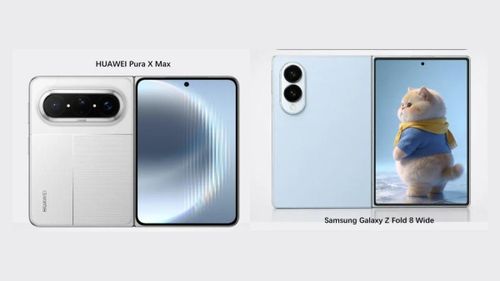 Thiết kế Huawei Pura X Max đặt cạnh ảnh render của Galaxy Z Fold8 Wide