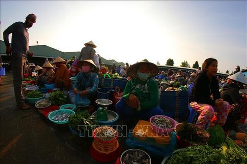 Hầu hết các nông sản đều do nông dân đem ra bán mà không qua trung gian. Ảnh: Duy Khương/TTXVN