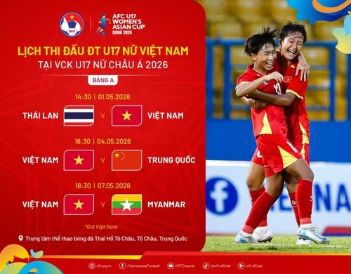 Lịch thi đấu của U17 nữ Việt Nam ở U17 châu Á 2026. Ảnh: VFF.