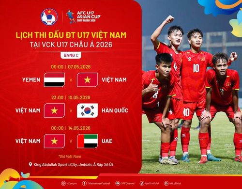 Lịch thi đấu của U17 Việt Nam ở U17 châu Á 2026. Ảnh: VFF.