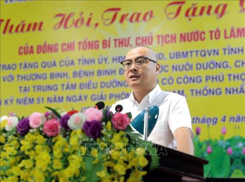 Bí thư Tỉnh ủy Phú Thọ Phạm Đại Dương phát biểu tại buổi lễ. Ảnh: Tạ Toàn/TTXVN