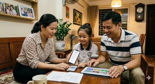 Hình ảnh: Phụ huynh quan tâm, định hướng và đồng hành cùng con trong việc sử dụng mạng xã hội