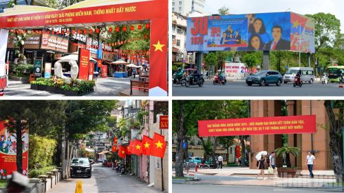 Cờ đỏ sao vàng tung bay trên từng con đường, hòa cùng sắc màu rực rỡ của pano, áp phích, băng rôn, khẩu hiệu cổ động, tạo nên diện mạo tươi mới, đầy sức sống cho đô thị năng động của cả nước.