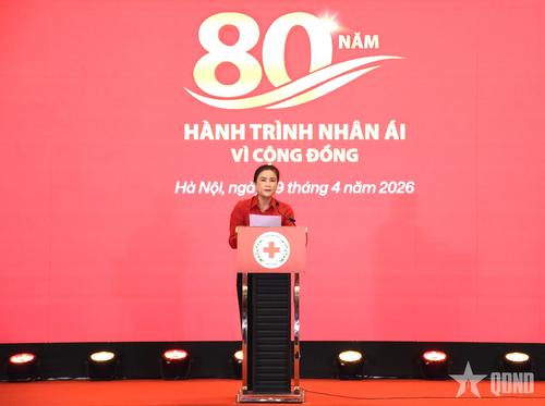 Đồng chí Đỗ Thị Thu Thảo, Chủ tịch Trung ương Hội Chữ thập đỏ Việt Nam phát biểu khai mạc.